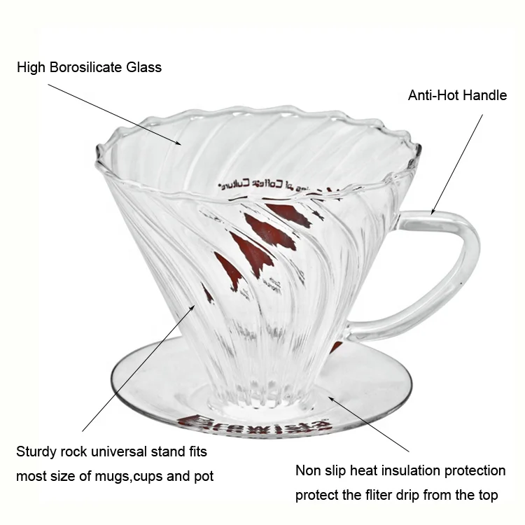 TCG-C006 Bamboo Pour Over Glass Coffee Maker 1200ml with Coffee Dripper