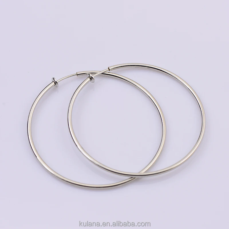 60 mm Clip On Hoop Earrings Brass Spring Hoops For Non-Pierced Ears Women Earrings
