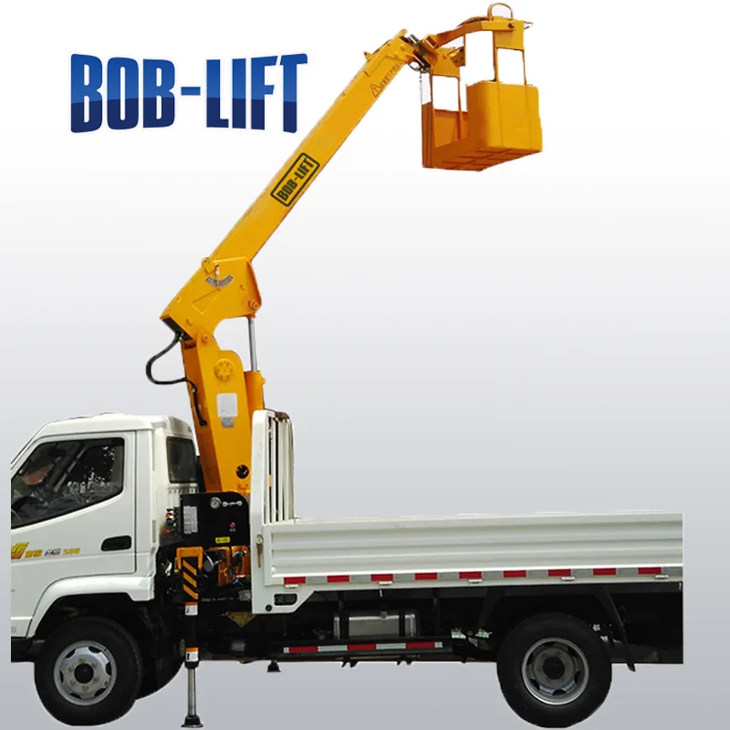 bob lift 5 Ton telescopic boom truck mounted man basket crane