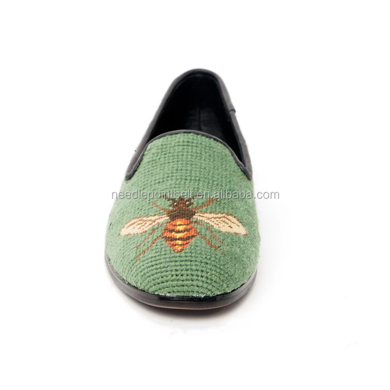 Classic Sage Bee Needlepoint Womens Loafer