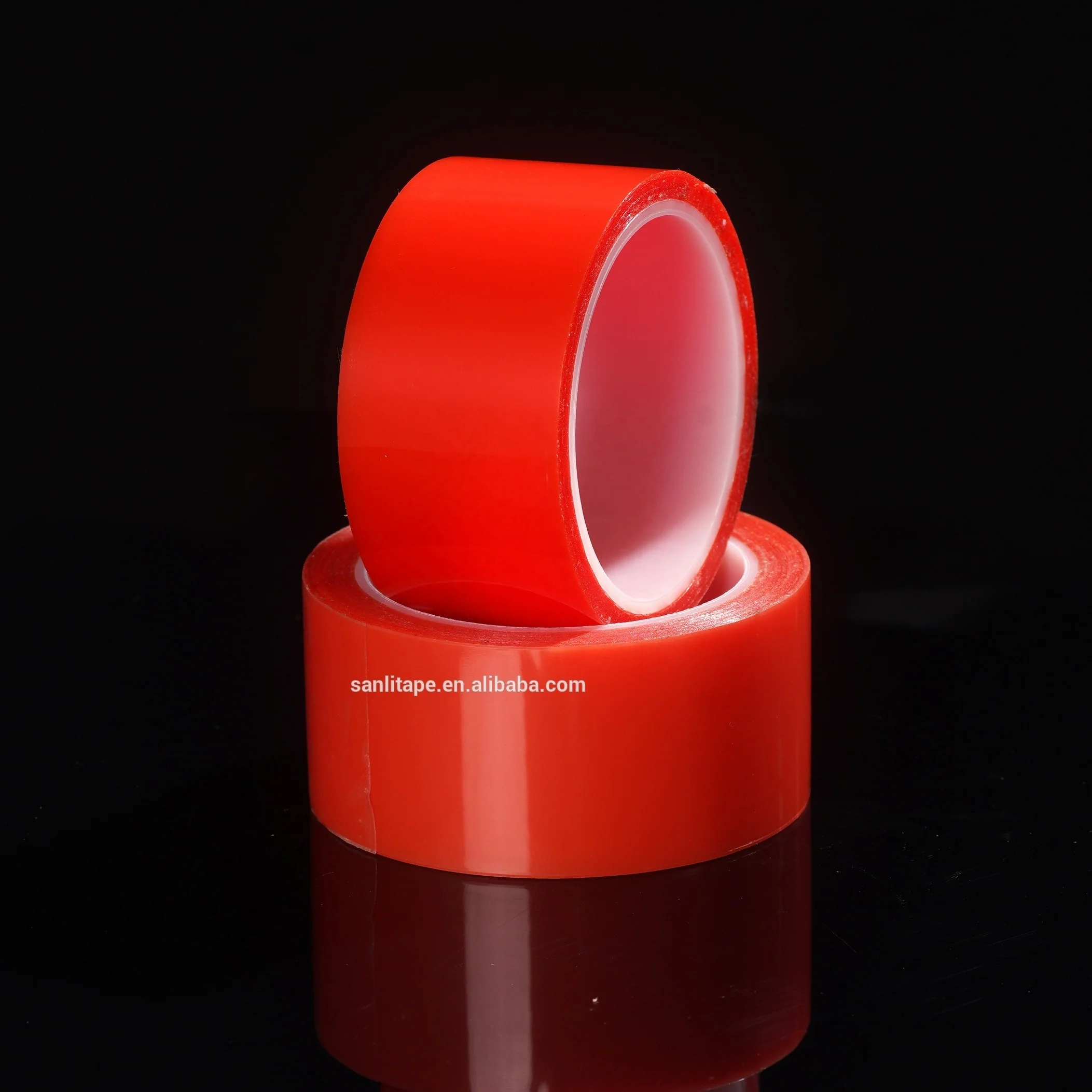 Custom self adhesive Red mopp liner acrylic glue  double sided PET film tape