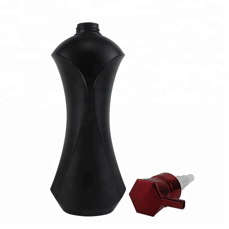 Custom Size Slender Waist  Bottle With Pump Manufacturer Plastic Black Hdpe Shampoo Bottle