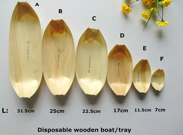 Ecco friendly wooden sushi boat disposable serving boat boat plate