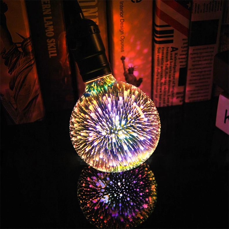 3D Fireworks E27 G80/G95/G125 LED Retro Vintage Edison Fairy Lighting Bulb Lamp