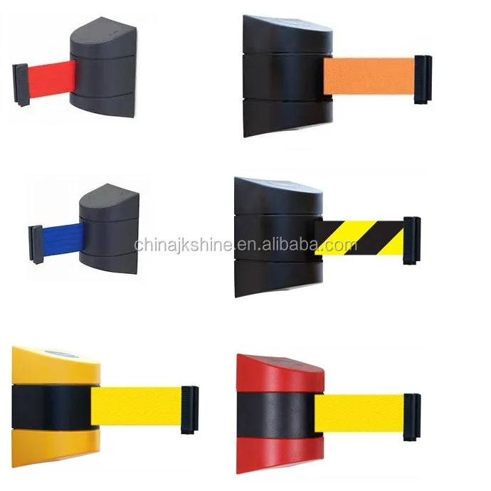 Steel Wall Mount Stretch Belt Barrier with 10 Meters Warning Retractable Strap for Supermarket Warehouses