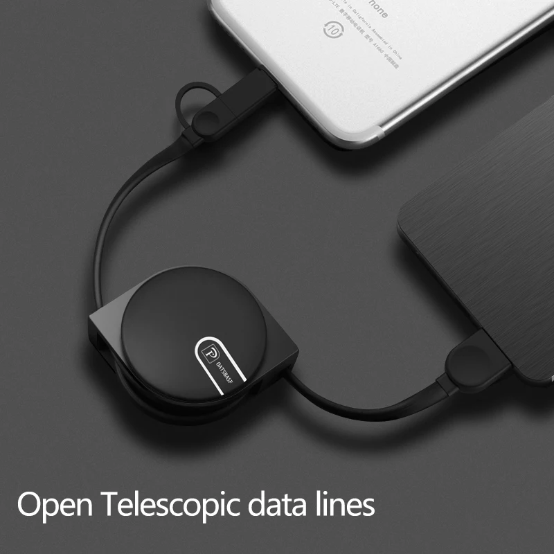 OATSBASF универсальный выдвижной 2 в 1 Micro USB линии передачи данных Тип C зарядное устройство кабель