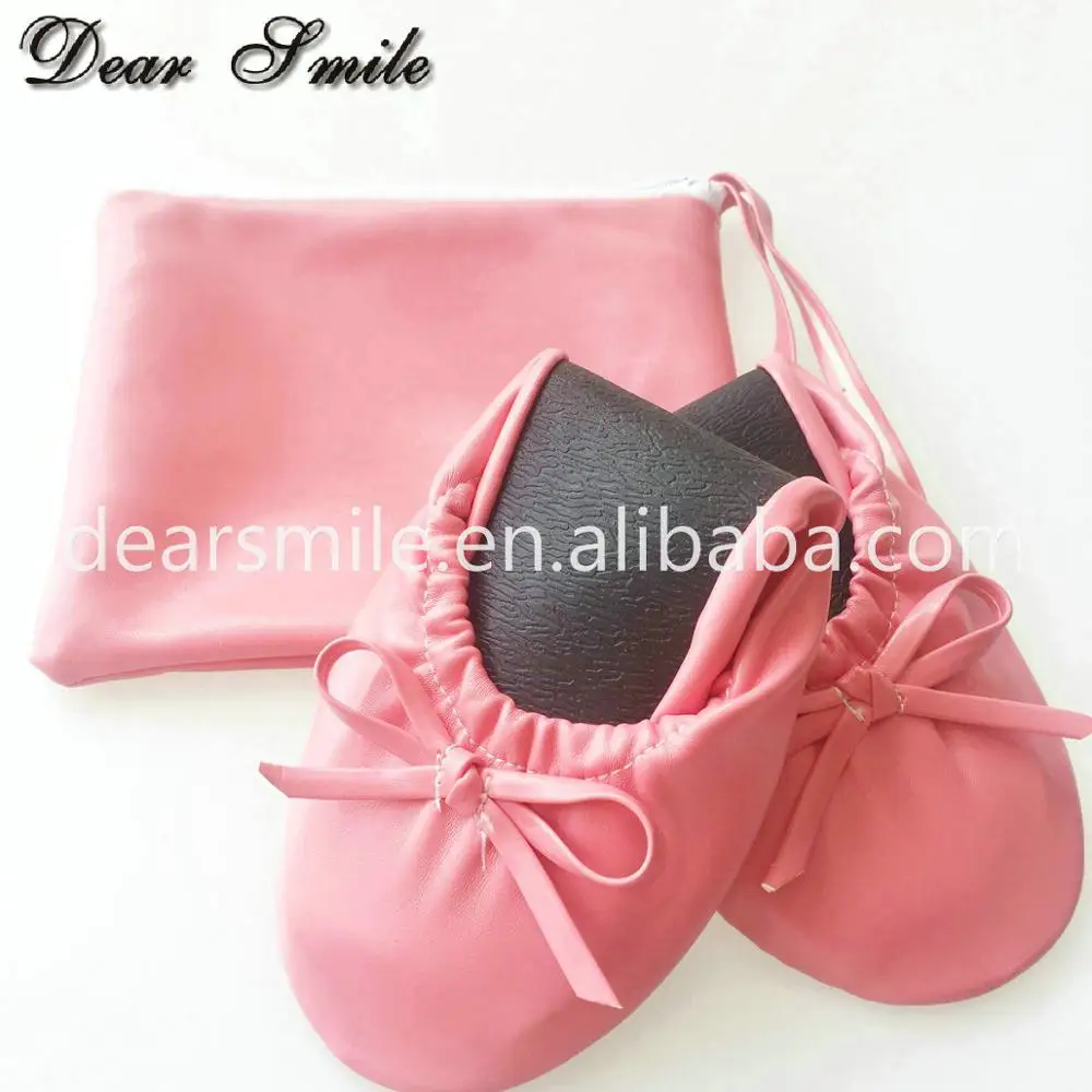 Big discount ! Girls best foldable ballet flats portable comfy party shoes with matching bag