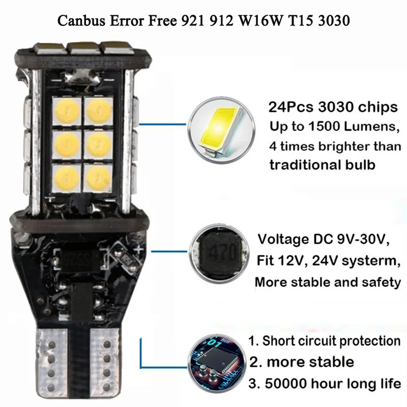 3030 smd led T15 Led Reverse Lights Super Bright Reverse Bulb