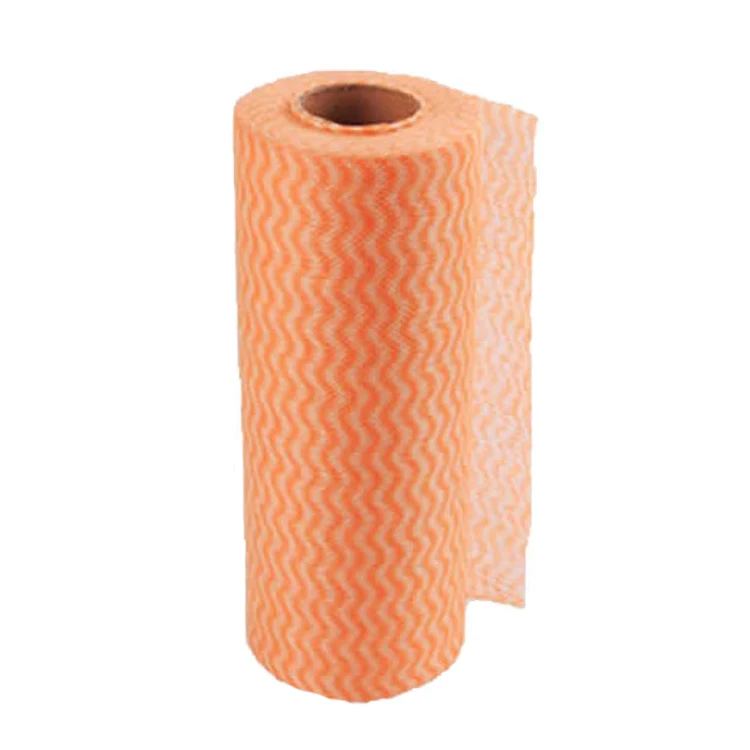 Good price orange nonwoven spunlace wavyline kitchen wipes for household cleaning