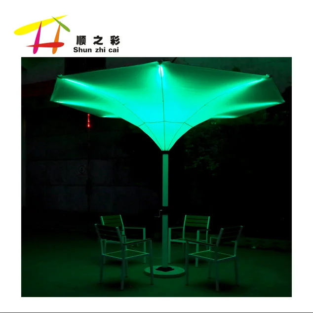 factory outdoor shade tulip flower umbrella decorated patio umbrella with LED light