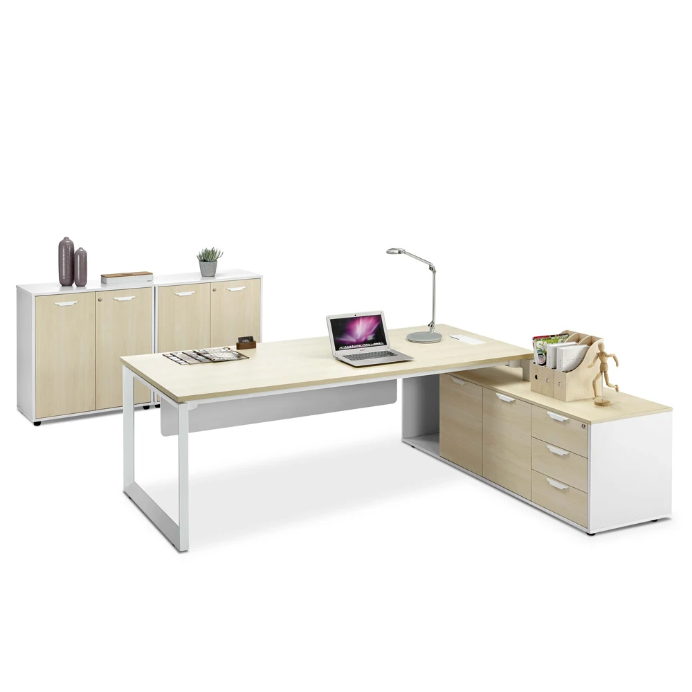 QS-ODJ05 modern manager executive desk with pedestal with metal frame MFC desktop director table