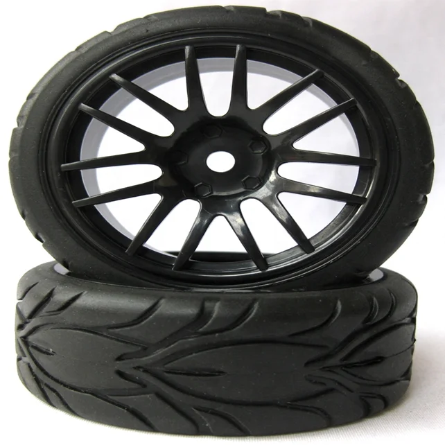 2pcs 14 Spoke  RC On-Road Touring Car Rubber Wheels Tyre Tires with Rim for 1:10 RC Touring Car (20213)