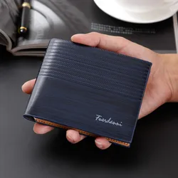 2021 Vintage Men Wallet PU Leather Brand Luxury Wallets Short Holder Clip Credit Card Money Bag