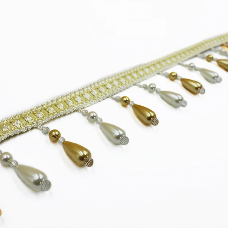 Glass Beaded Fringe Trim Beaded Glass Decorative Rhinestone Trimmings For Cushions