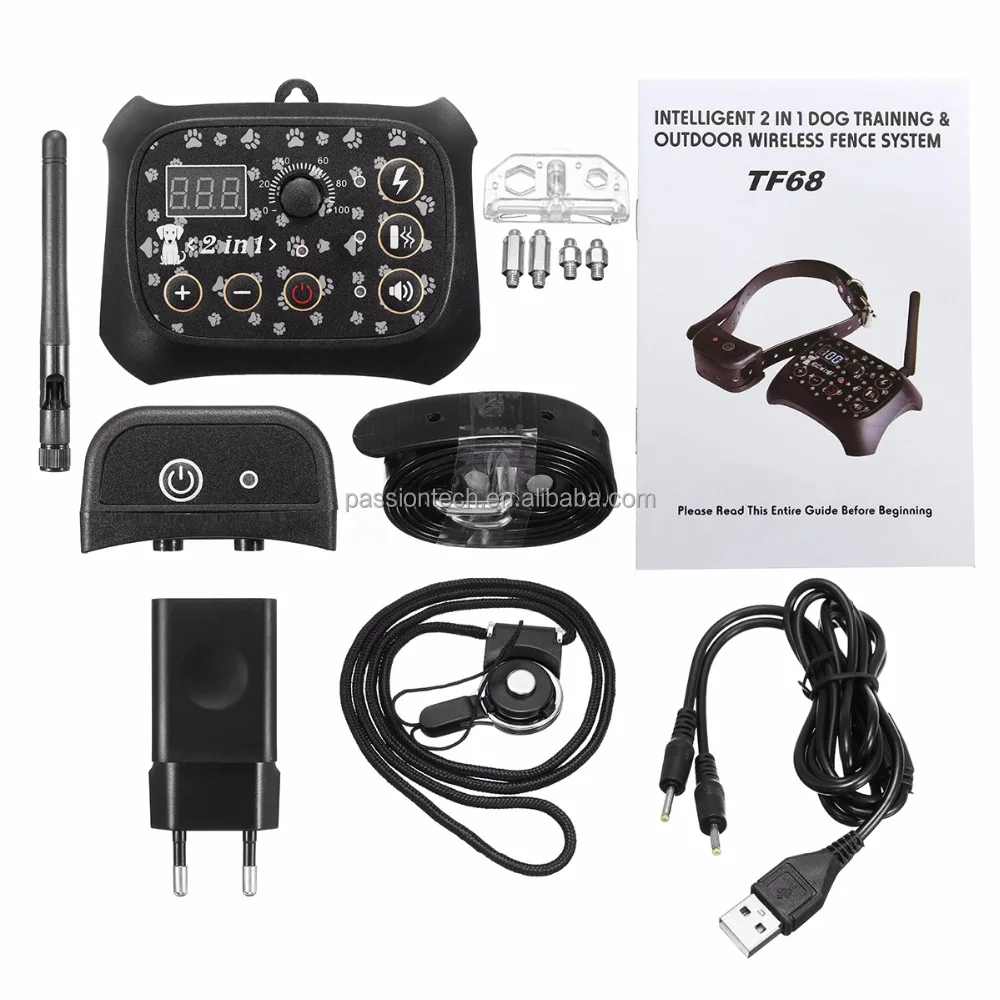 Kit Dressage Chien Cloture Sans Fil Anti Aboiement Rechargeable Collier Etanche TF68