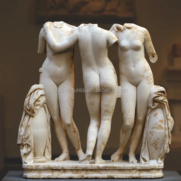 Высококачественная Каменная Скульптура Богини мраморная статуя из трех граней для