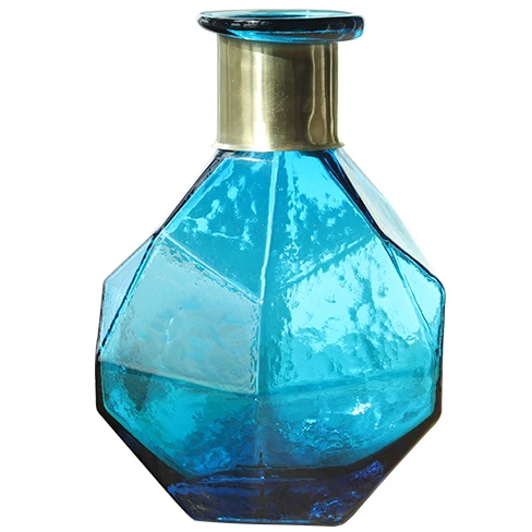 Hand Blown Colored Flower Glass Vase For Home Decoration