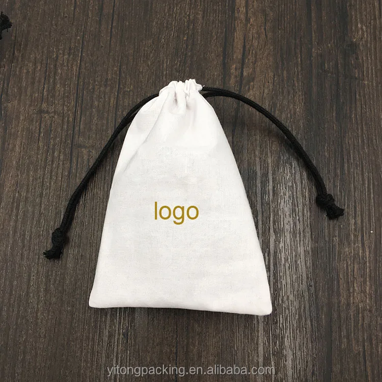 
Wholesale White Cotton Gift Jewelry Pouch With Logo 