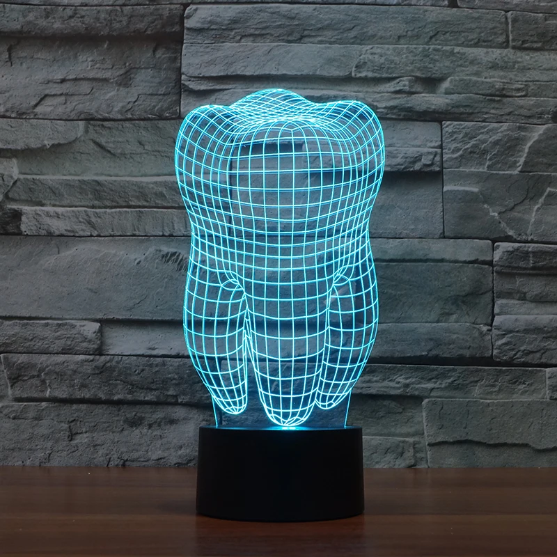 FS-2874 3d illusion led night light with tooth shape table lamp for dentist decorative light