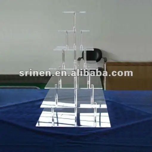 Clear square 7 tiers acrylic cupcake display stand/holder