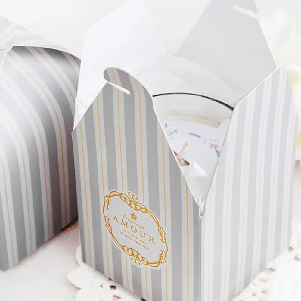 
Fashion Handmade Gift Striped Pattern Candle Candy Wedding Box 