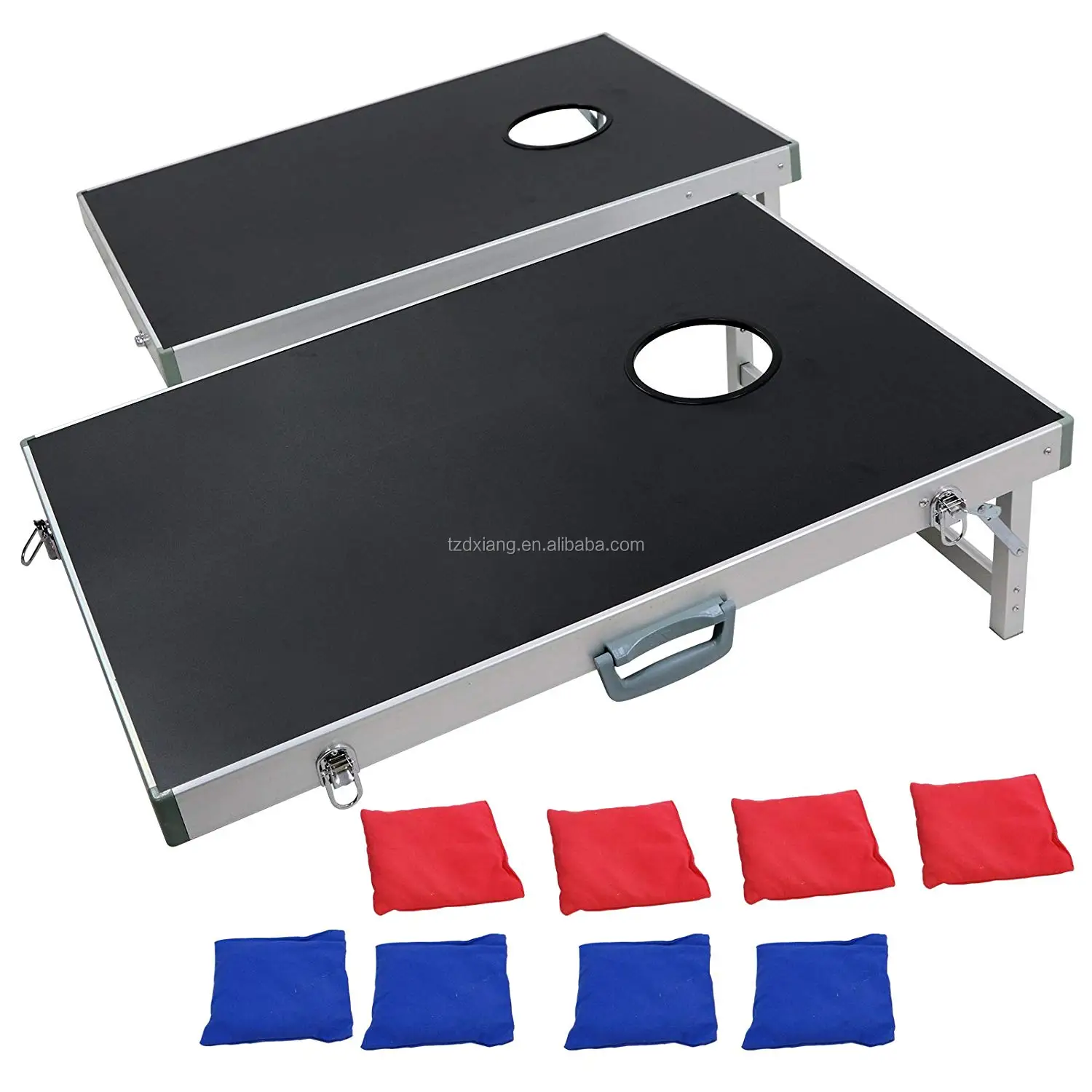 Cornhole PRO Regulation Size Bean Bag Toss Game Set - Foldable (Black, LED and Red & Blue designs)