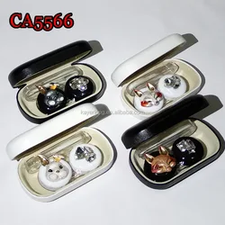 rabbit and fox diamond deco PU cover iron colorful contact lens case CA5566