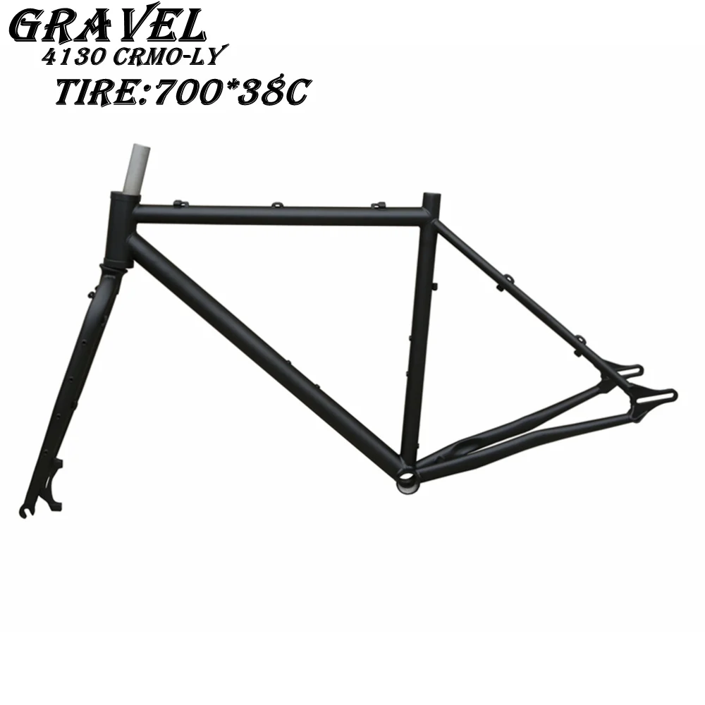 China gravel bike frame crmo-ly road bike  crmoly frameset  700C*38C or 2.0 tire