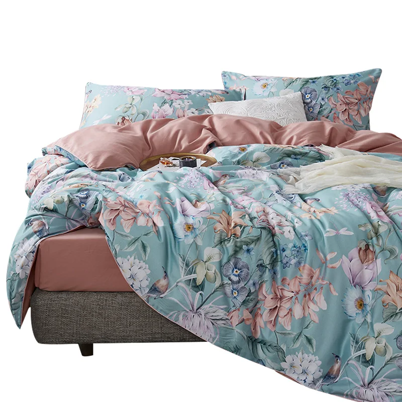 60S combed 100% egyptian cotton home bedsheets set 3d digital printing