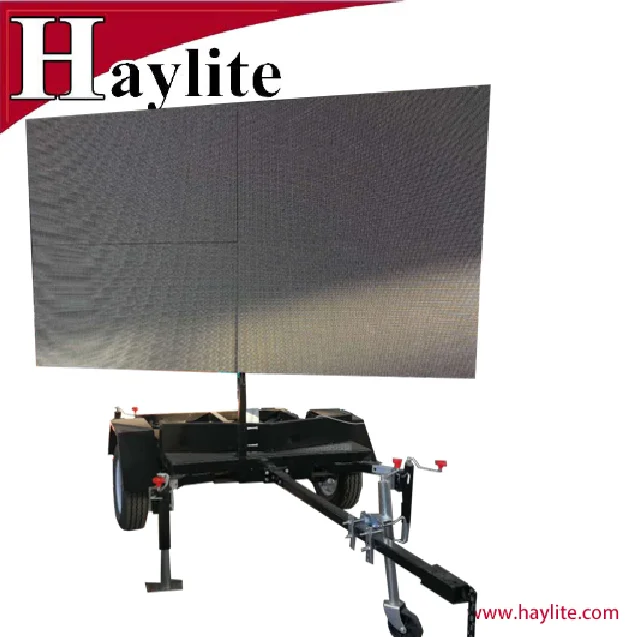 LED display sign trailer for traffic use with solar panel