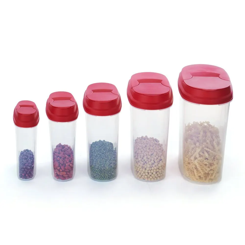 Kitchenwares plastic cereal box beans container plastic cereal container dispenser set of 5