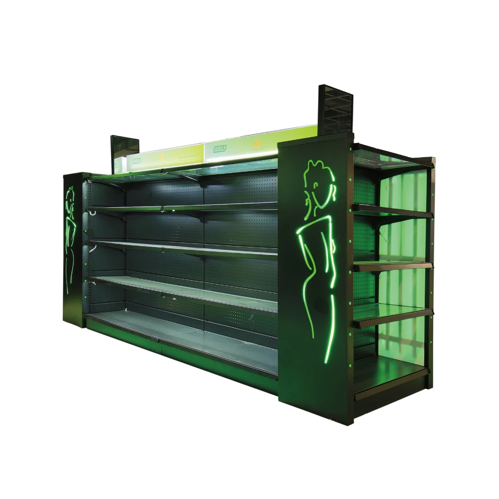 Popular Design Supermarket mesh back panel shelf gondola metal display rack supermarket shelf equipment with shop design