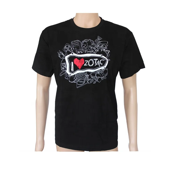 custom bulk cheap black cotton heat transfer printing promotional tshirts