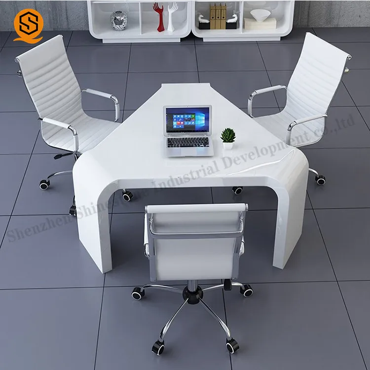 Triangle 3 persons office meeting table smart computer desk