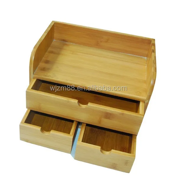 bamboo desktop organizers with drawers, wooden cosmetic organization wholesale