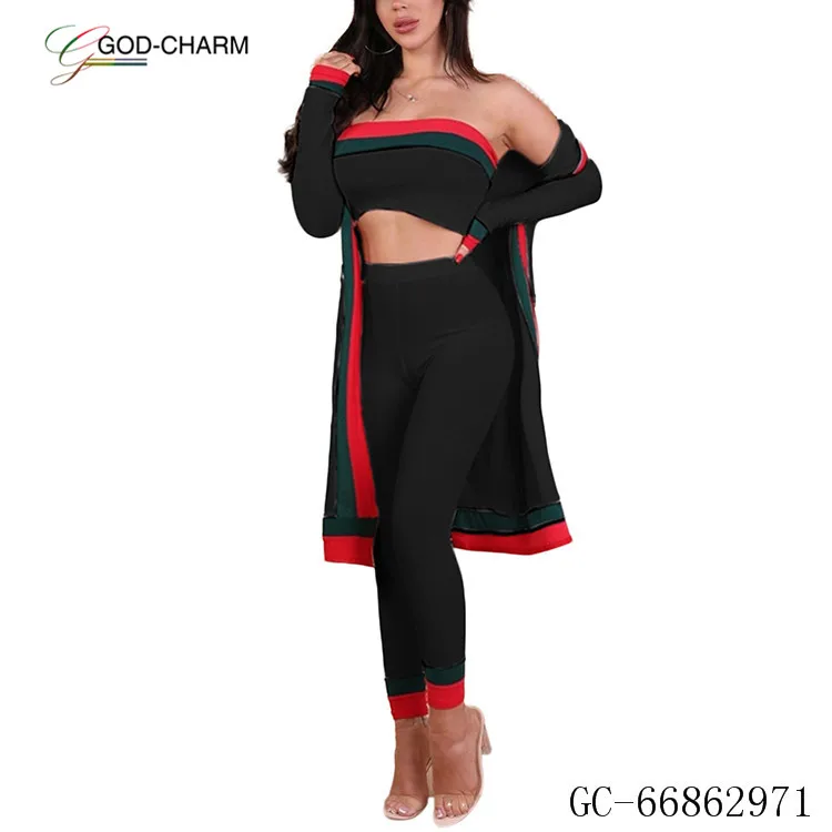 G*GC-66862971 2020 new arrivals Wholesale Latest Design  Cardigan Tube Top Skinny Pants Women Fashion Clothing 3 Piece Set Women
