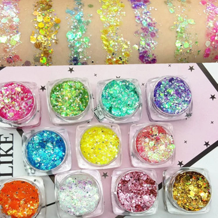 High quality cosmetic grade face chunky glitter bulk wholesale chunky glitter promotional party supplies