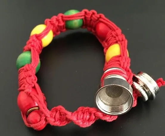 4 colors bracelet pipe smoking pipe click n vape sneak a toke rasta dry herb
