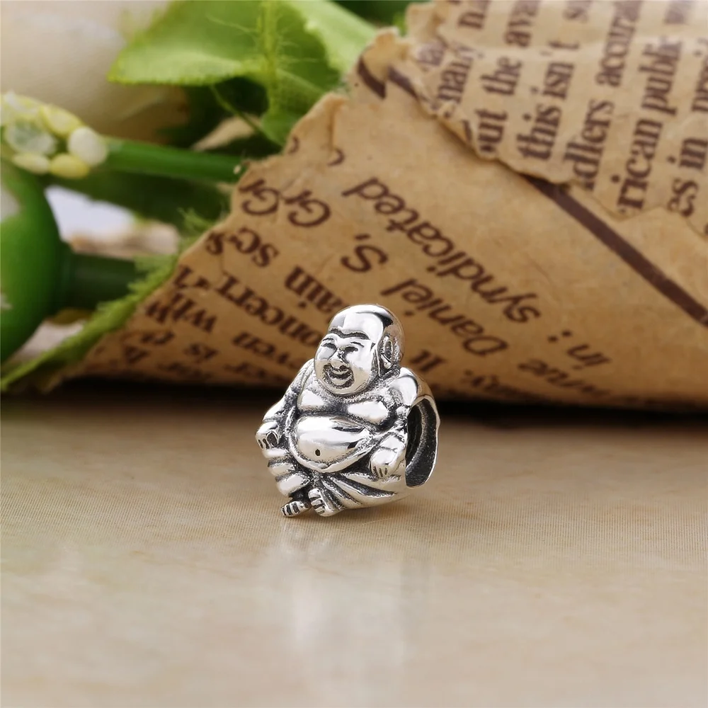 925 Sterling Silver Buddha Charms Beads For DIY Jewelry Marking Lucky Patron Saint Bless Bead Fit Original Bracelet