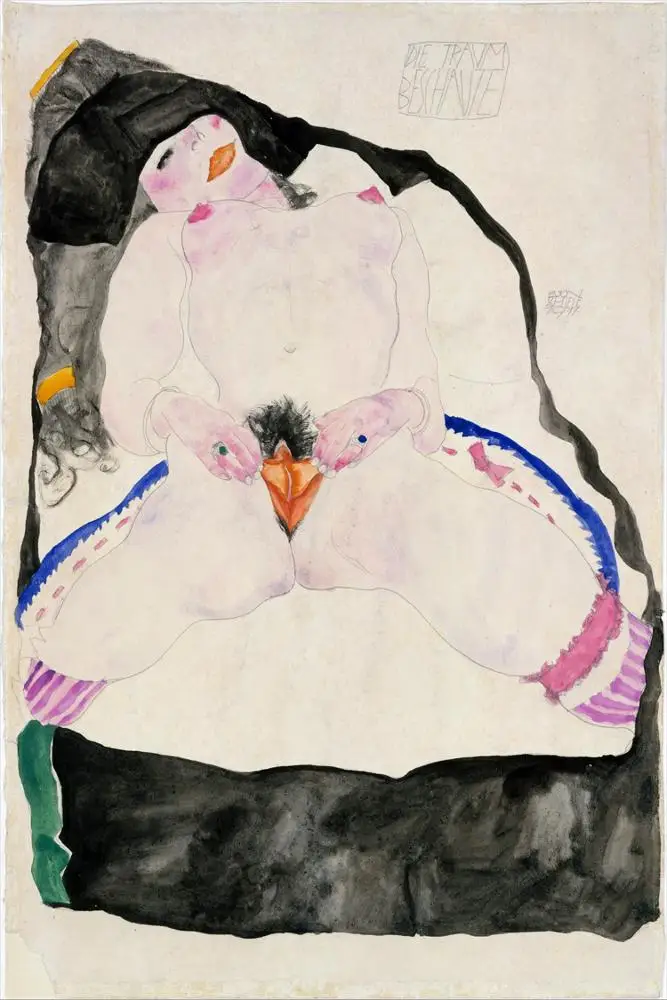 
nude painting canvas portrait picture modern home decor giant poster mural print female nude stretched Egon Schiele modern art 