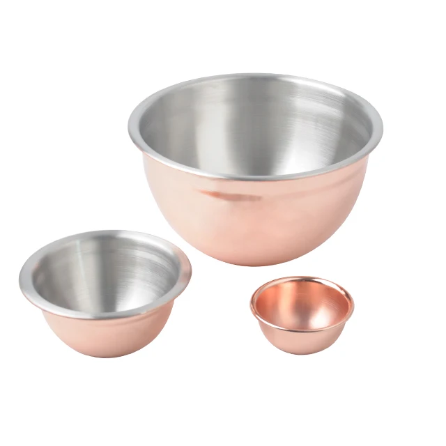 Big capacity stainless steel salad bowl set with copper or painting