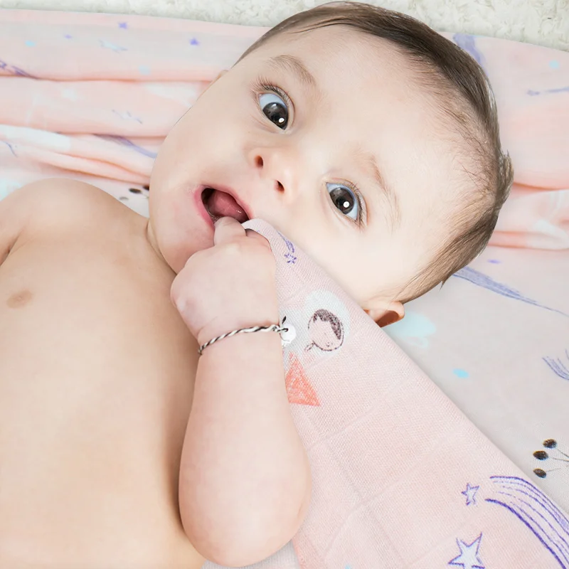 Private Label 100% Organic Bamboo Muslin Newborn Baby Wrap Blanket