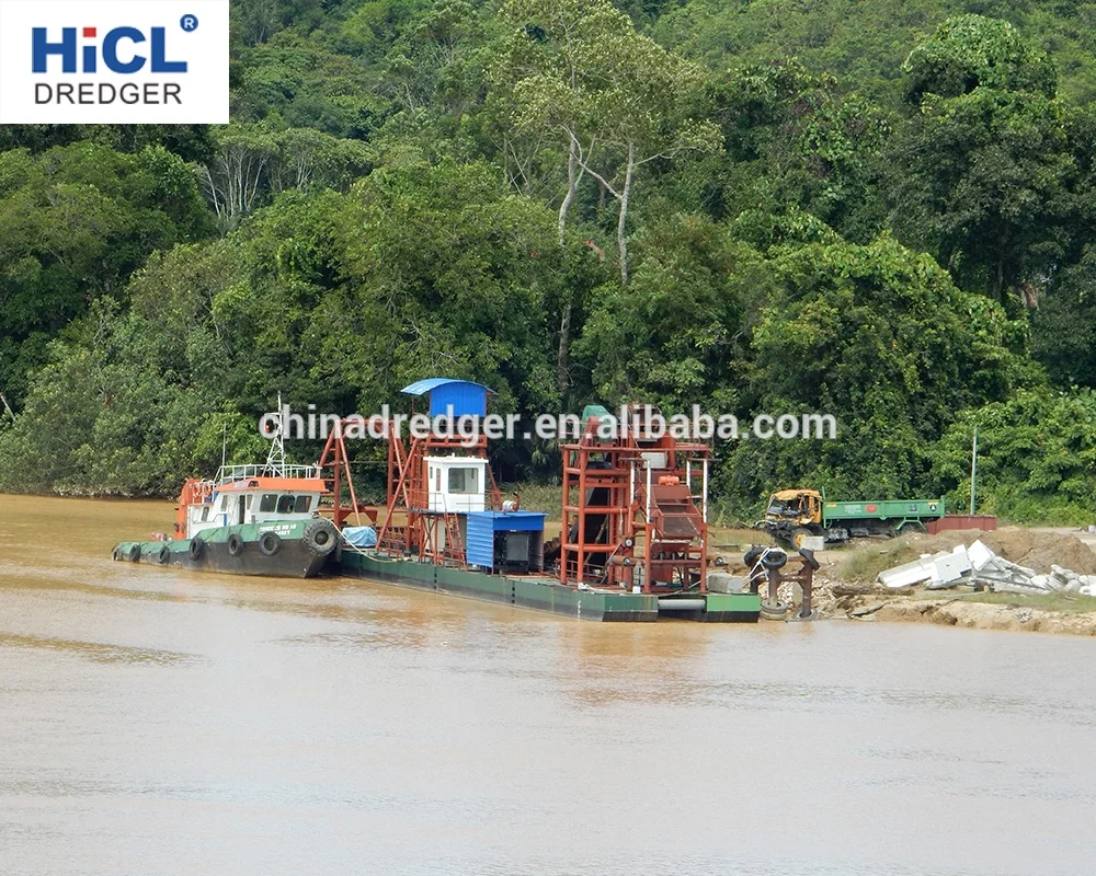 80m3/h amphibious bucket chain river sand/gold/diamond dredging/digging/excavating/panning/mining dredger/machine/equipment/boat