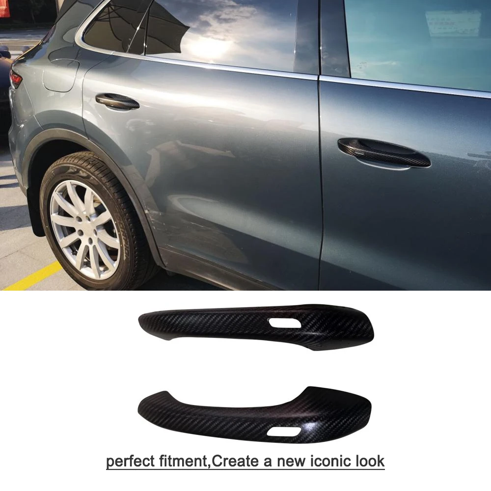 Carbon Fiber Side Door Handle Covers for Porsche Cayenne Turbo GTS Sport 2018
