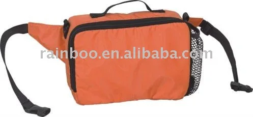 logo printed polyester sport belt zipper waist bag