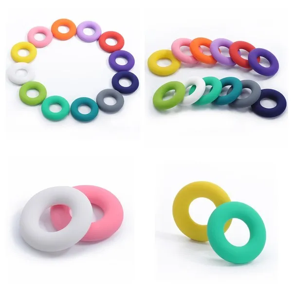 Bangxing Donut Shape Baby Teething Jewelry Soft Toys Silicone Beads