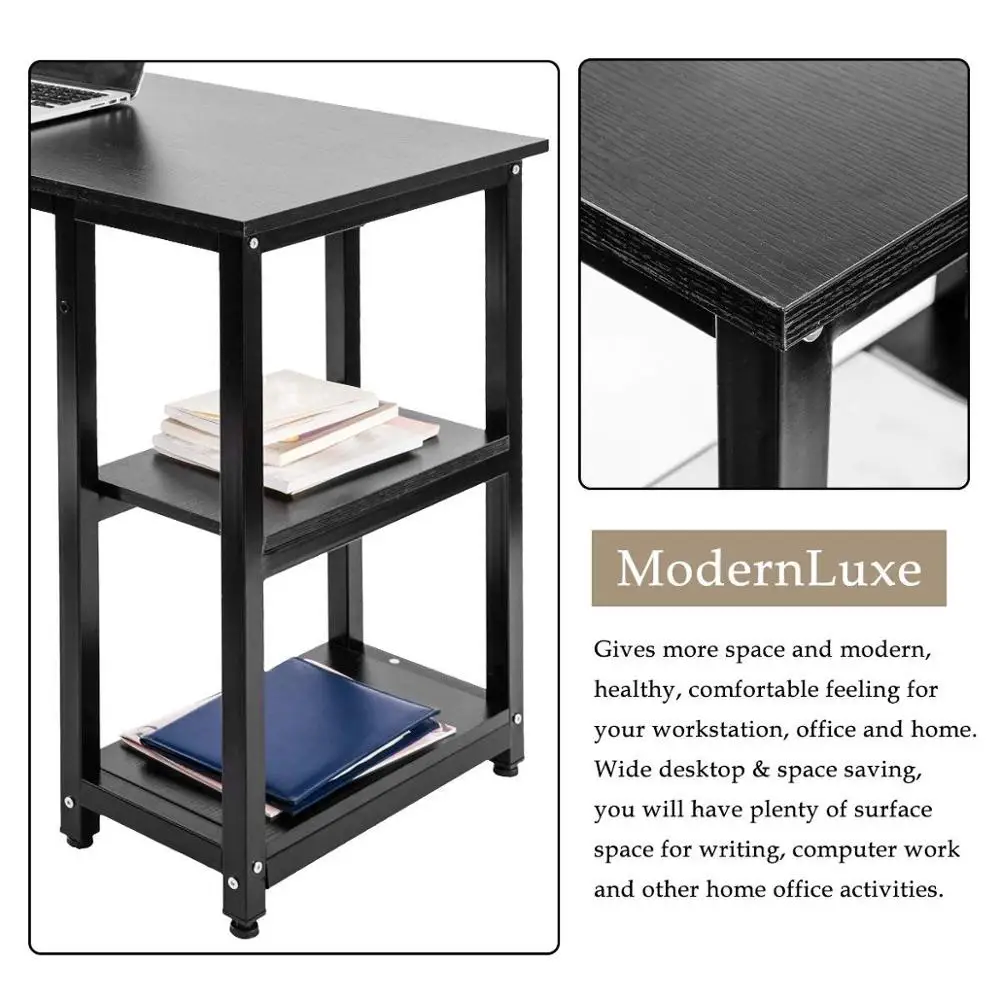 L-Shape Home Office Corner Computer Gaming Desk PC Laptop Table  with Shelves