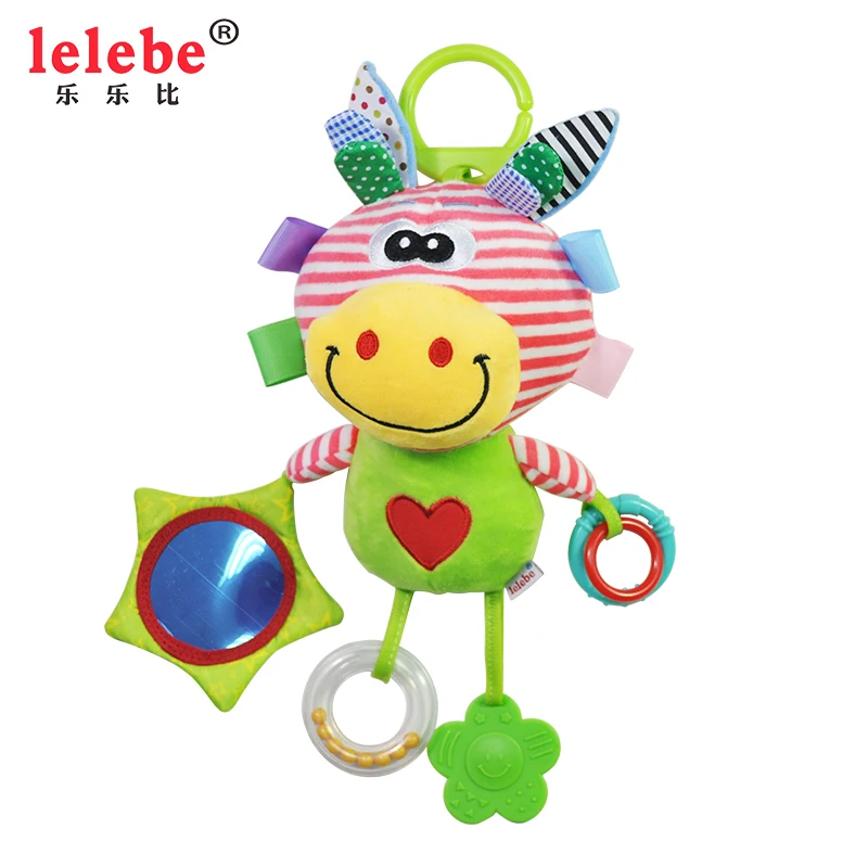 
2020 new arrival multifunction ring soft plush doll bell rattle zebra baby teether toy with kid toy 