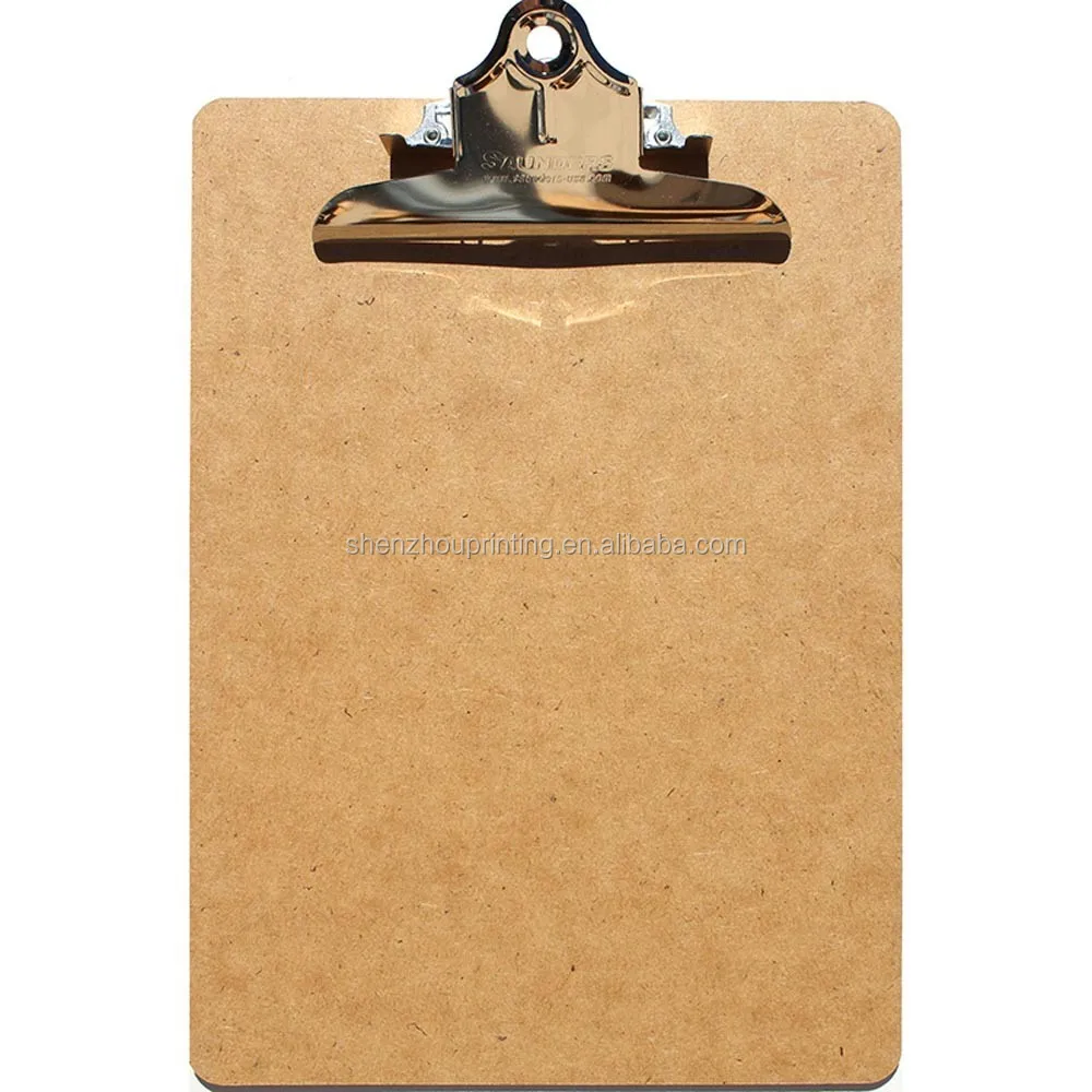 
Good quality wholesale custom file folder masonite hardboard MDF A3 wooden clipboard with metal clip 