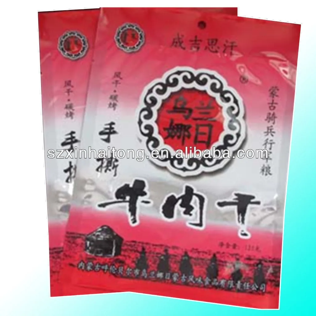 3 сторон печать вяленая говядина упаковка полиэтиленовый пакет